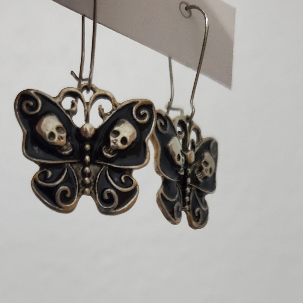 Skull butterfly earrings